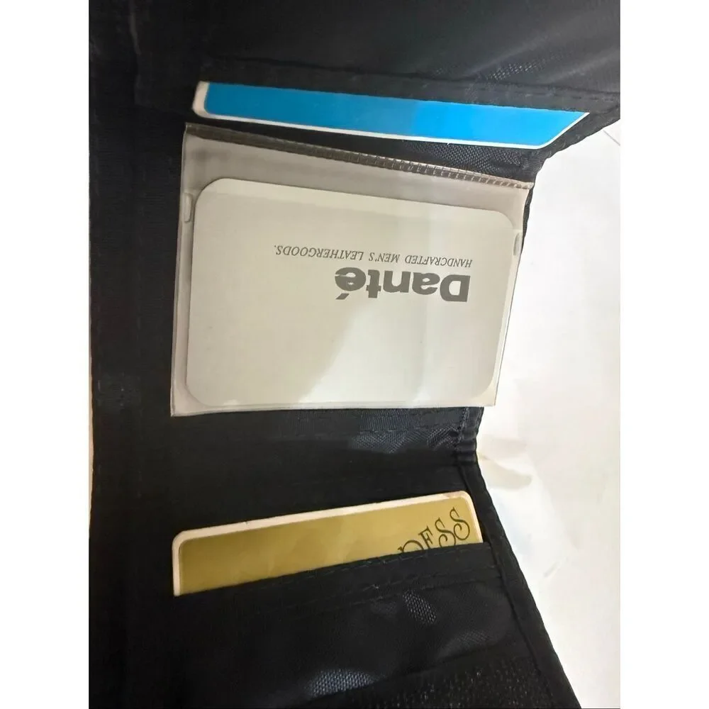 Dante Men's Handcrafted Leather Card Slots Trifold Wallet Black